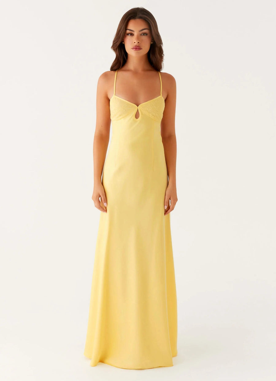 Clementine | Sweetheart Keyhole Lace Trim Maxi Dress 0