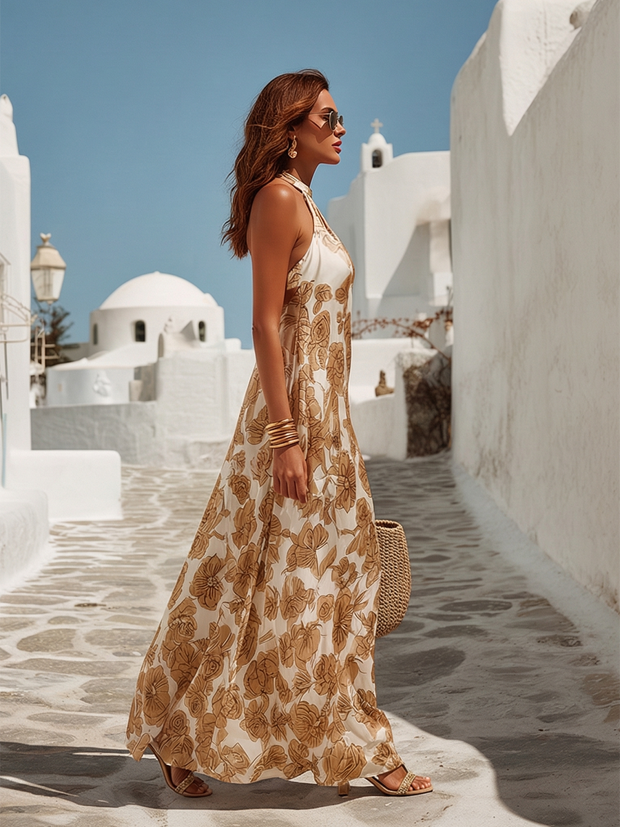 Cosette | Floral Satin Sleeveless Maxi Dress 2