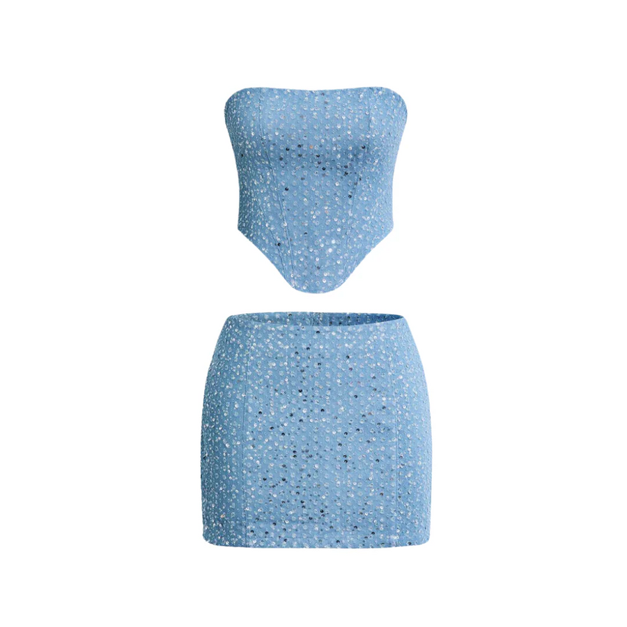 Dahlia | Sequin Denim Two-Piece Set 5