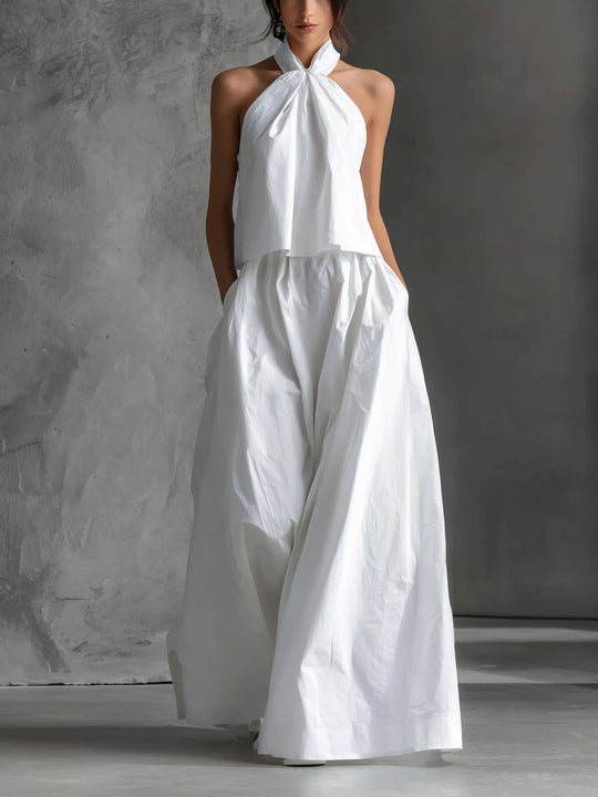 Daisy | Halter Neck Linen Skirt Set 0