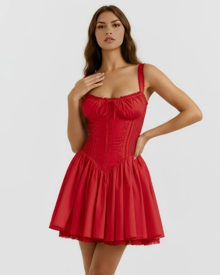 Daisy | Lace-Up Corset Sweetheart Mini Dress 8