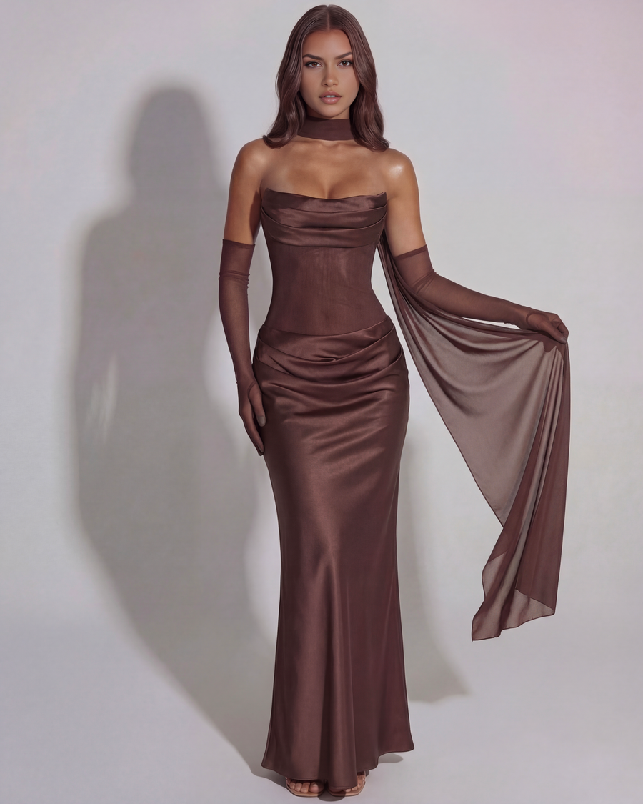 Ella | Elegant Satin Cowl Neck Maxi Dress for Women 2