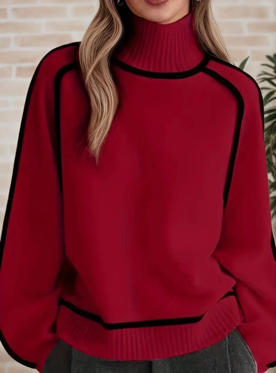 Emily | Cozy Oversized Colorblock Turtleneck Sweater 4