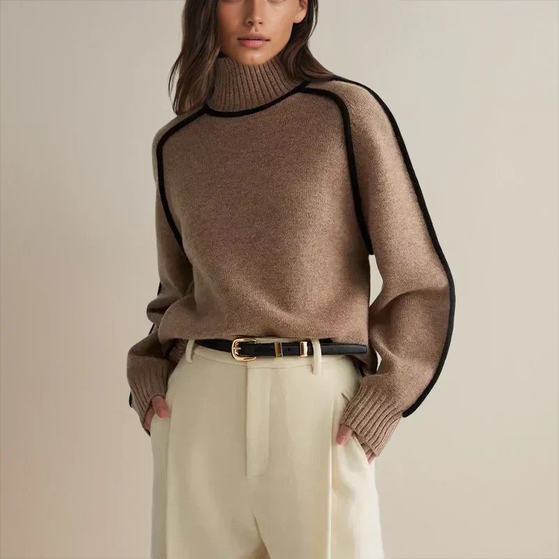 Emily | Cozy Oversized Colorblock Turtleneck Sweater 6