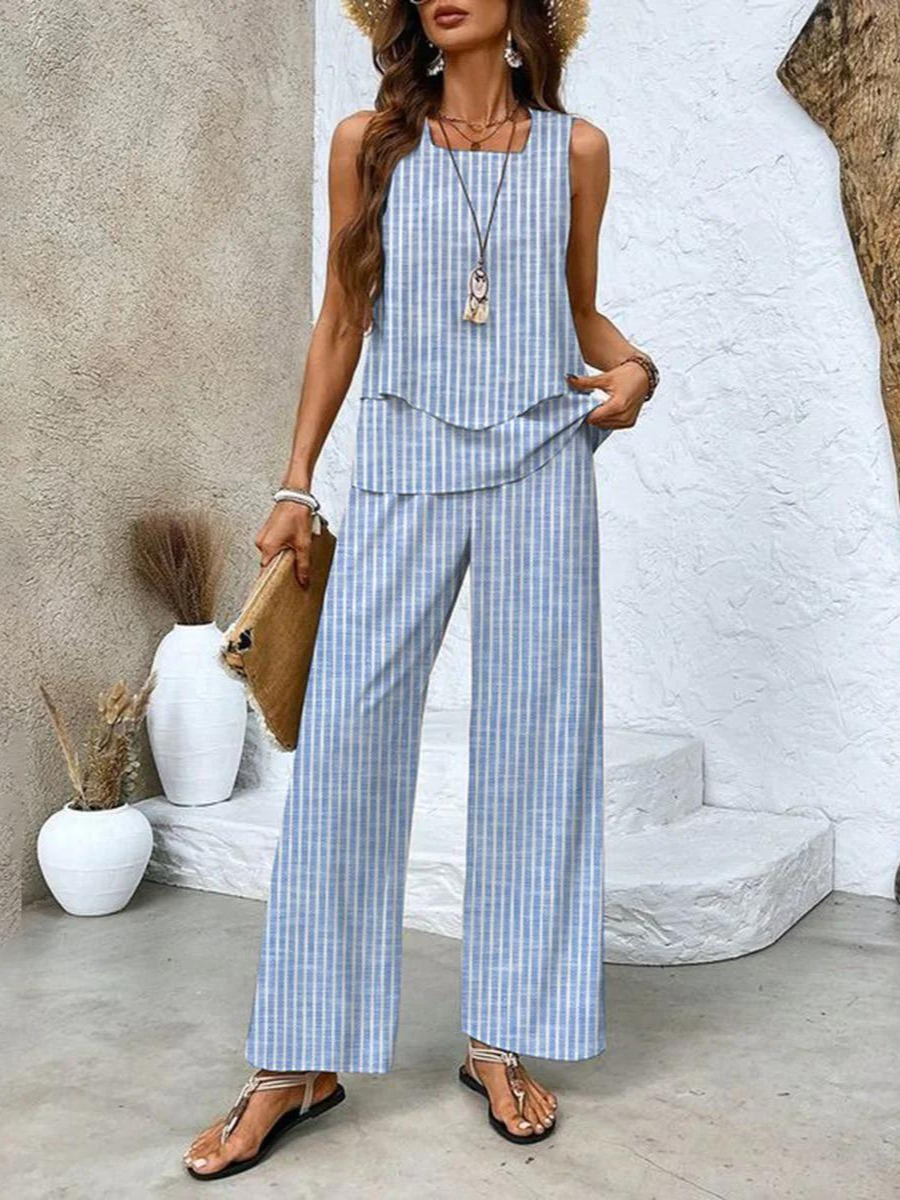 Lily | Chic Leaf Print Two Piece Pants Set 4