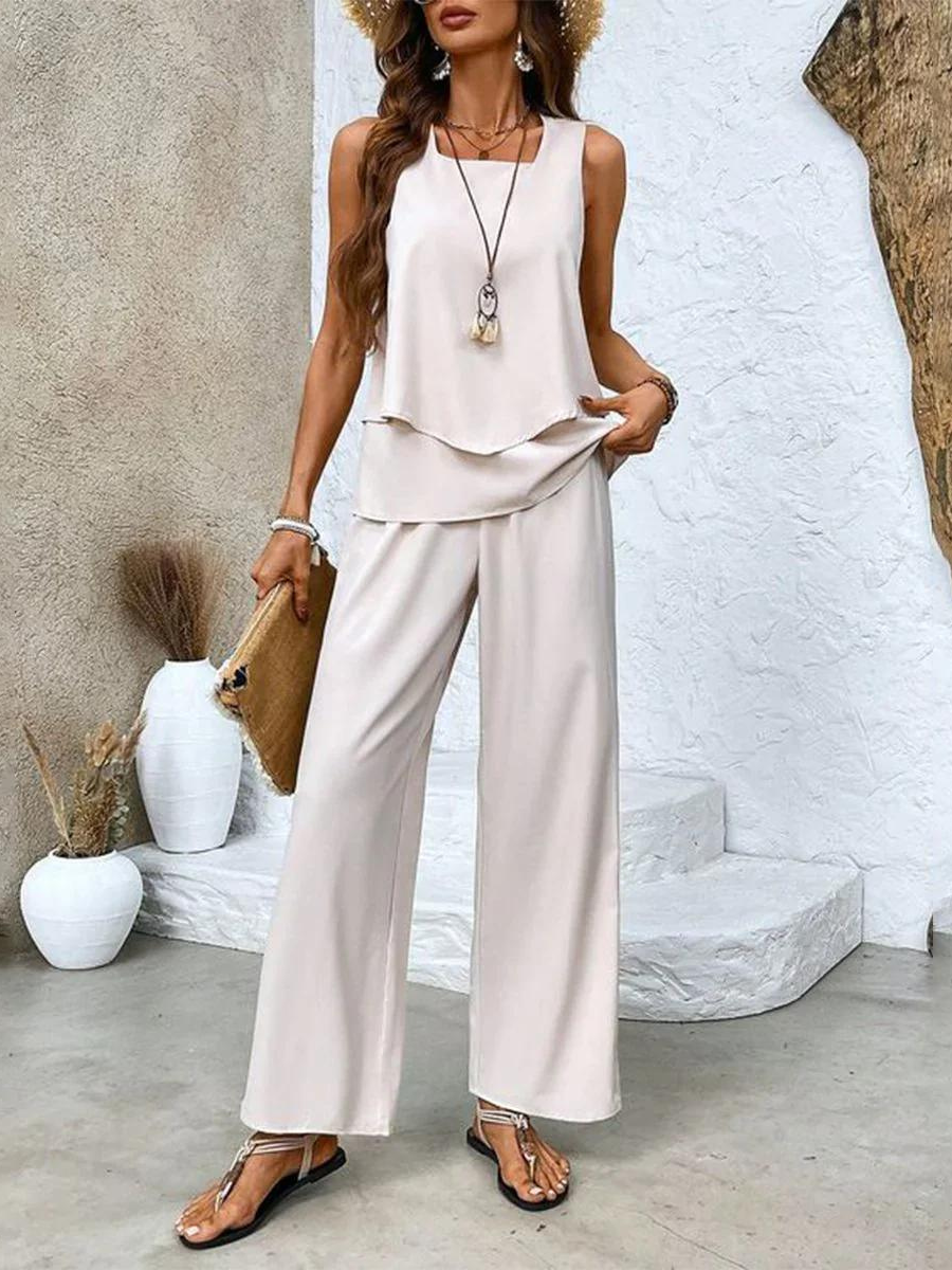 Lily | Chic Leaf Print Two Piece Pants Set 5