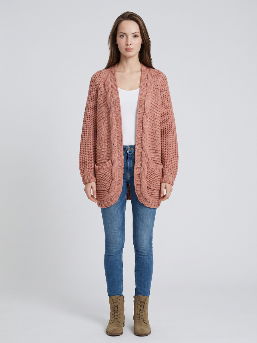 Mia | Cozy Black Long Cardigan Sweater with Pockets 0