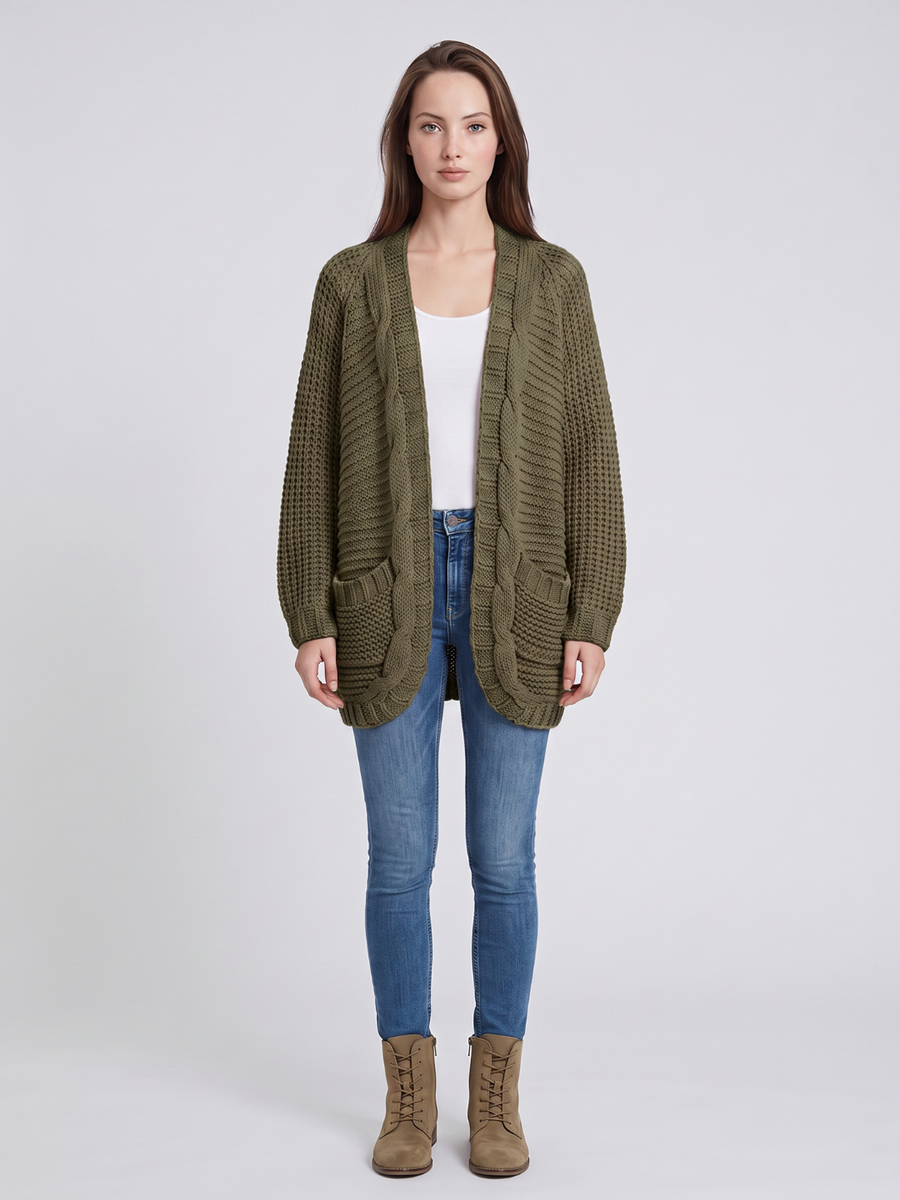 Mia | Cozy Black Long Cardigan Sweater with Pockets 2