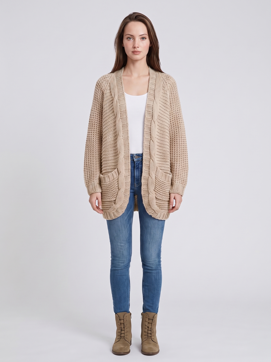 Mia | Cozy Black Long Cardigan Sweater with Pockets 3