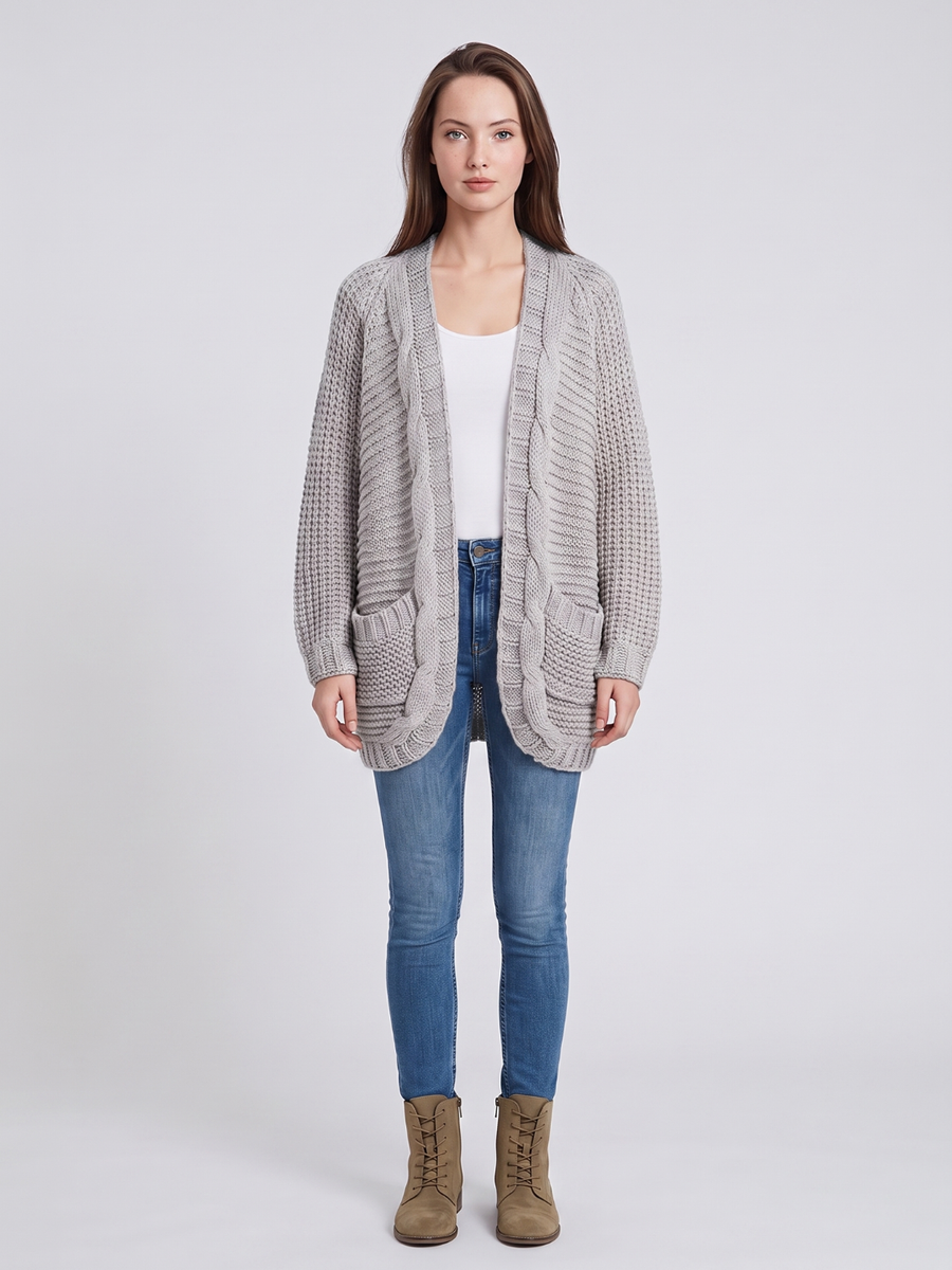 Mia | Cozy Black Long Cardigan Sweater with Pockets 5