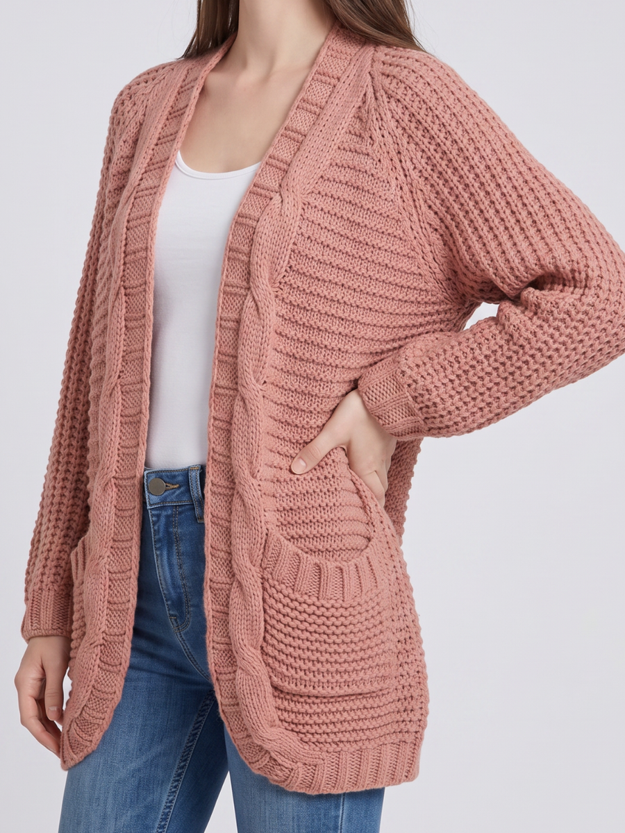 Mia | Cozy Black Long Cardigan Sweater with Pockets 7
