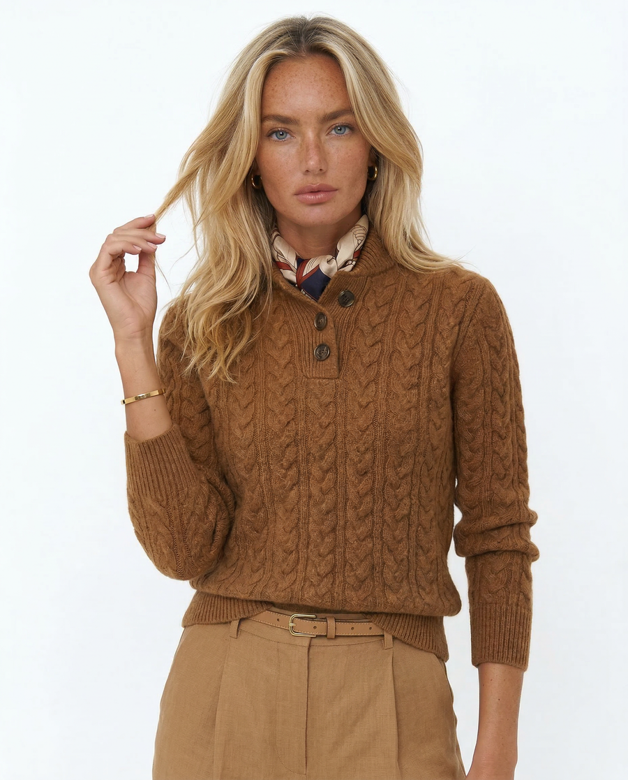 Mia | Cozy Cable Knit Pullover with Stand Collar 0