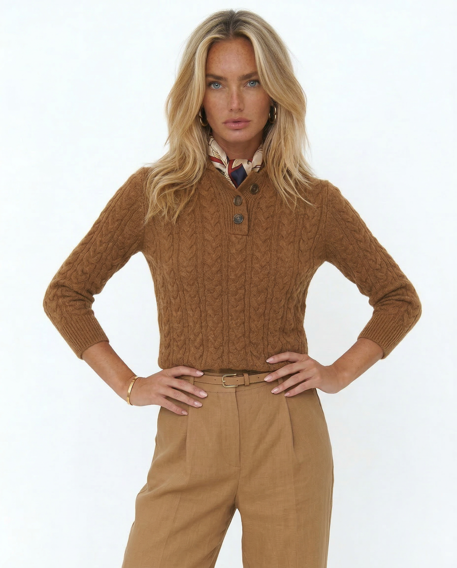 Mia | Cozy Cable Knit Pullover with Stand Collar 2