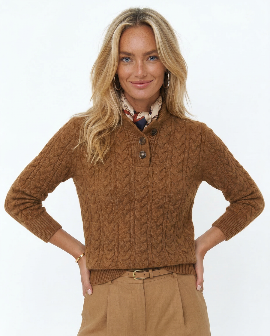 Mia | Cozy Cable Knit Pullover with Stand Collar 3