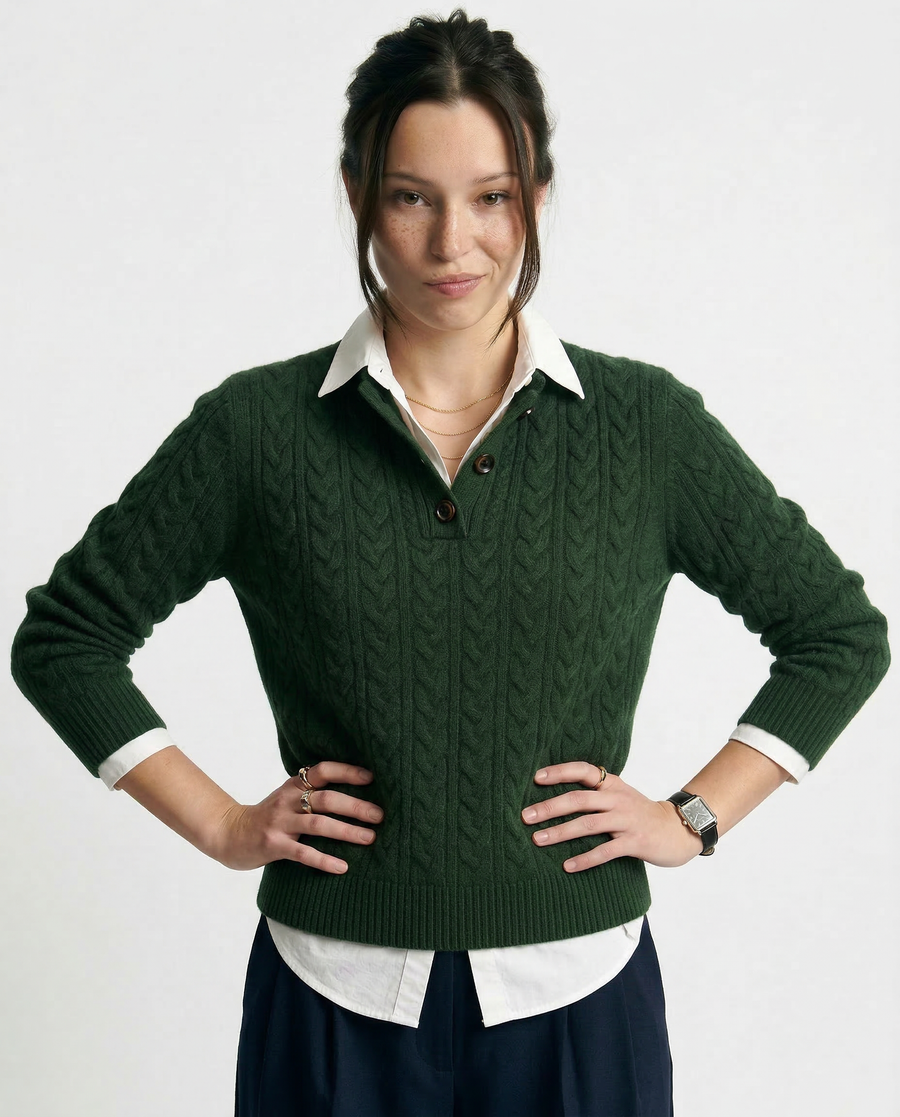 Mia | Cozy Cable Knit Pullover with Stand Collar 4