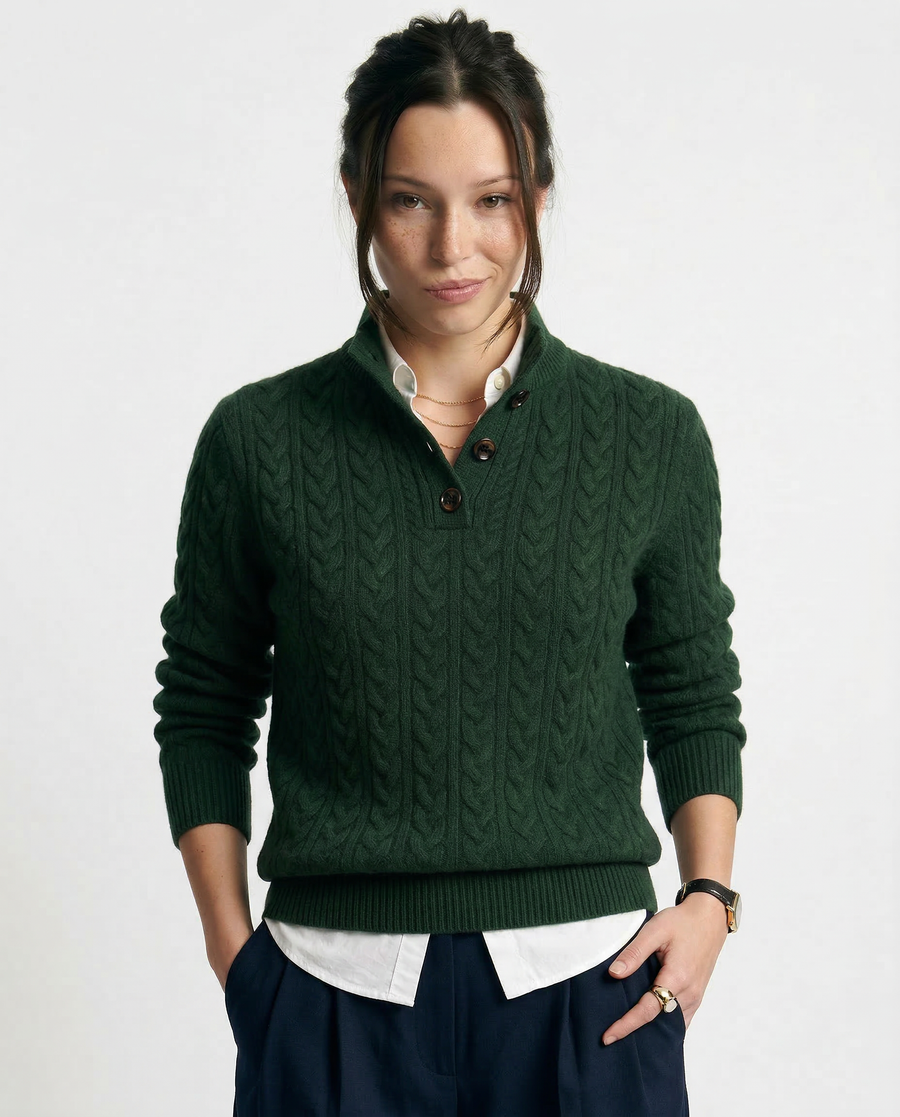 Mia | Cozy Cable Knit Pullover with Stand Collar 5