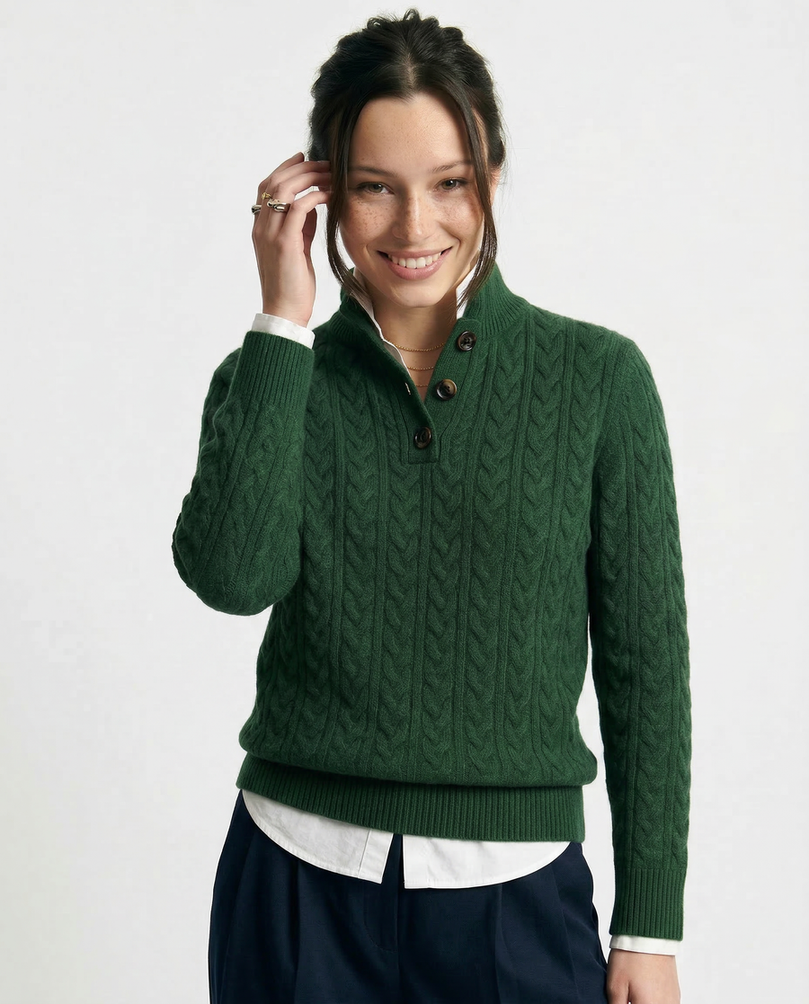 Mia | Cozy Cable Knit Pullover with Stand Collar 6