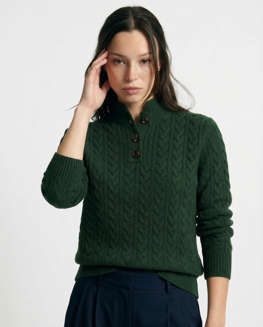 Mia | Cozy Cable Knit Pullover with Stand Collar 7