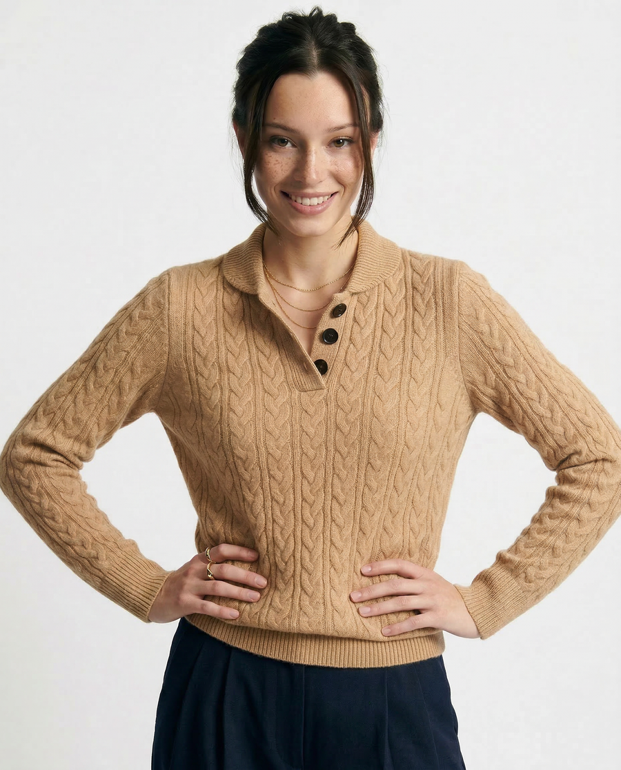 Mia | Cozy Cable Knit Pullover with Stand Collar 9