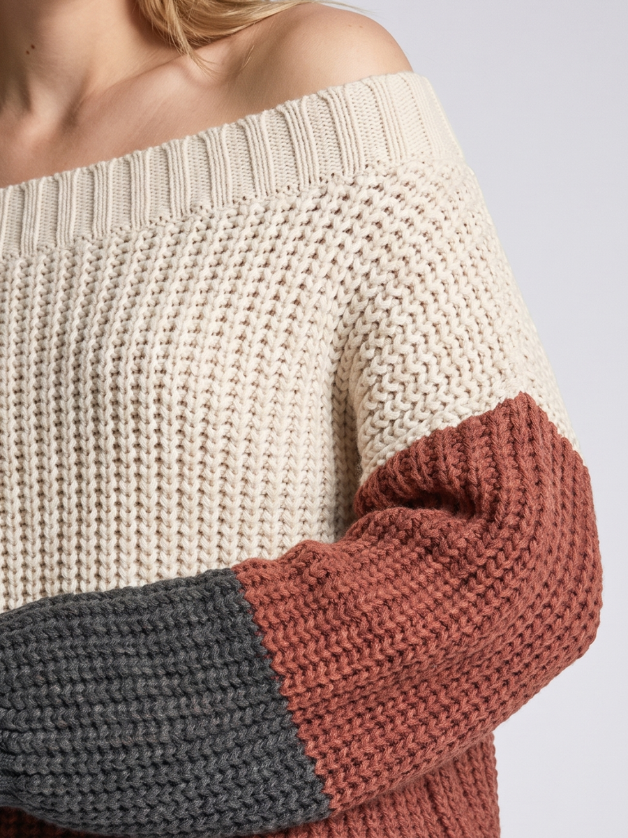 Mia | Cozy Off-Shoulder Striped Knit Sweater 3