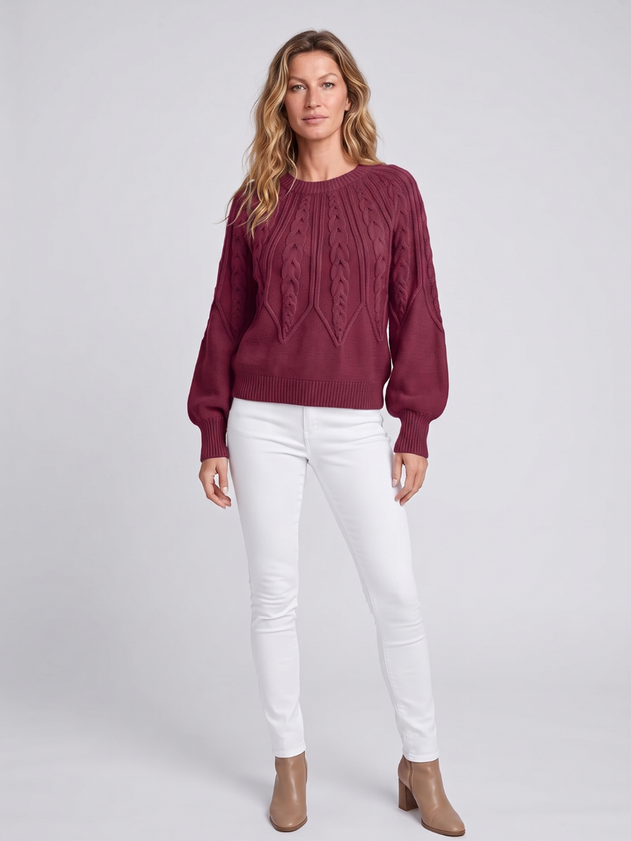 Mia | Cozy Oversized Cable Knit Sweater with Balloon Sleeves 1