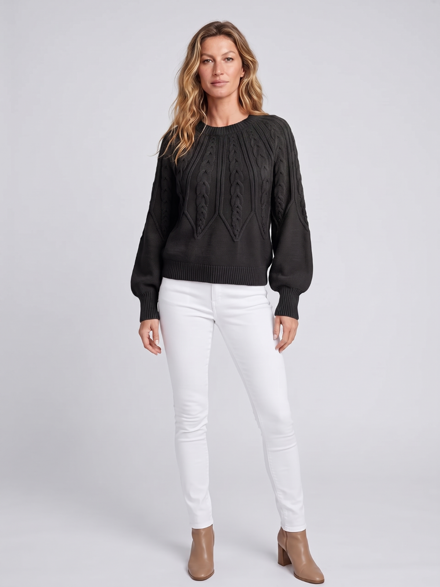 Mia | Cozy Oversized Cable Knit Sweater with Balloon Sleeves 2