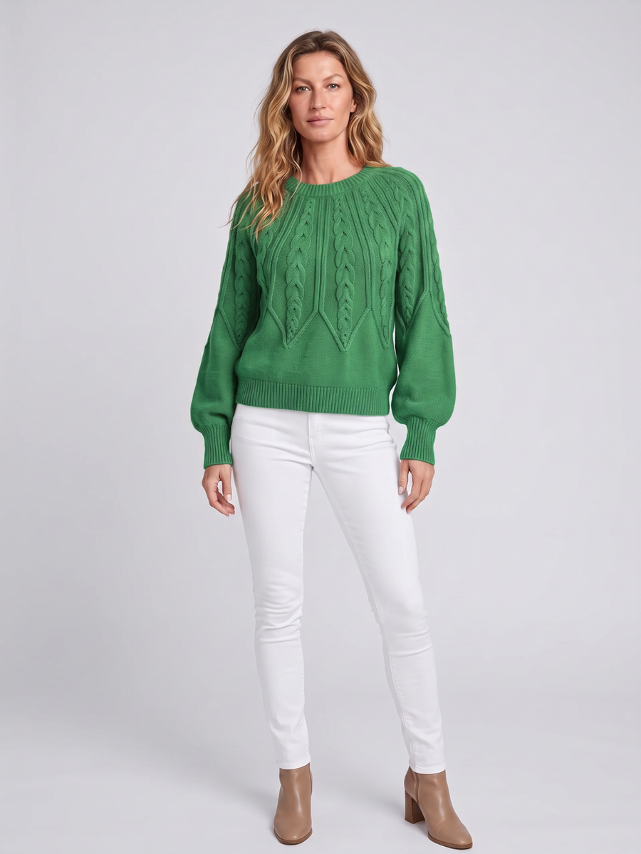 Mia | Cozy Oversized Cable Knit Sweater with Balloon Sleeves 3