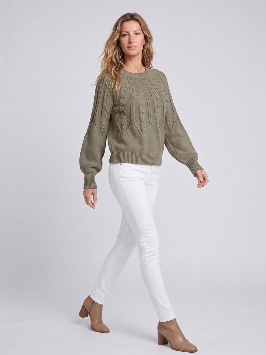 Mia | Cozy Oversized Cable Knit Sweater with Balloon Sleeves 4