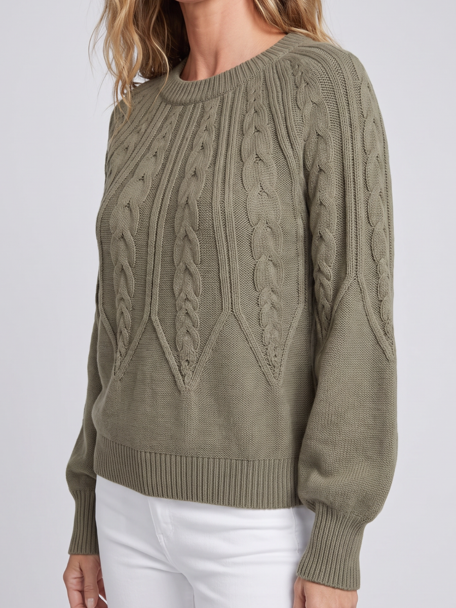Mia | Cozy Oversized Cable Knit Sweater with Balloon Sleeves 6