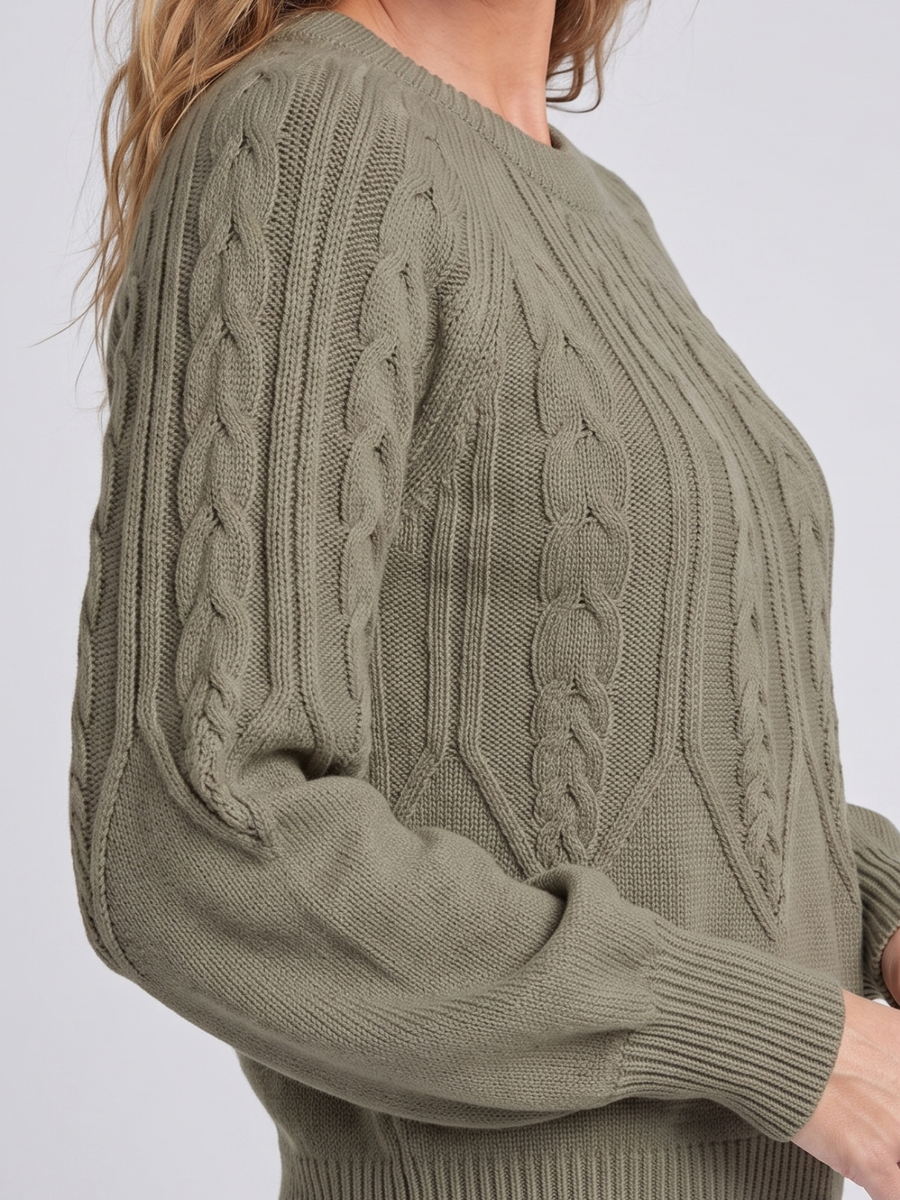 Mia | Cozy Oversized Cable Knit Sweater with Balloon Sleeves 7