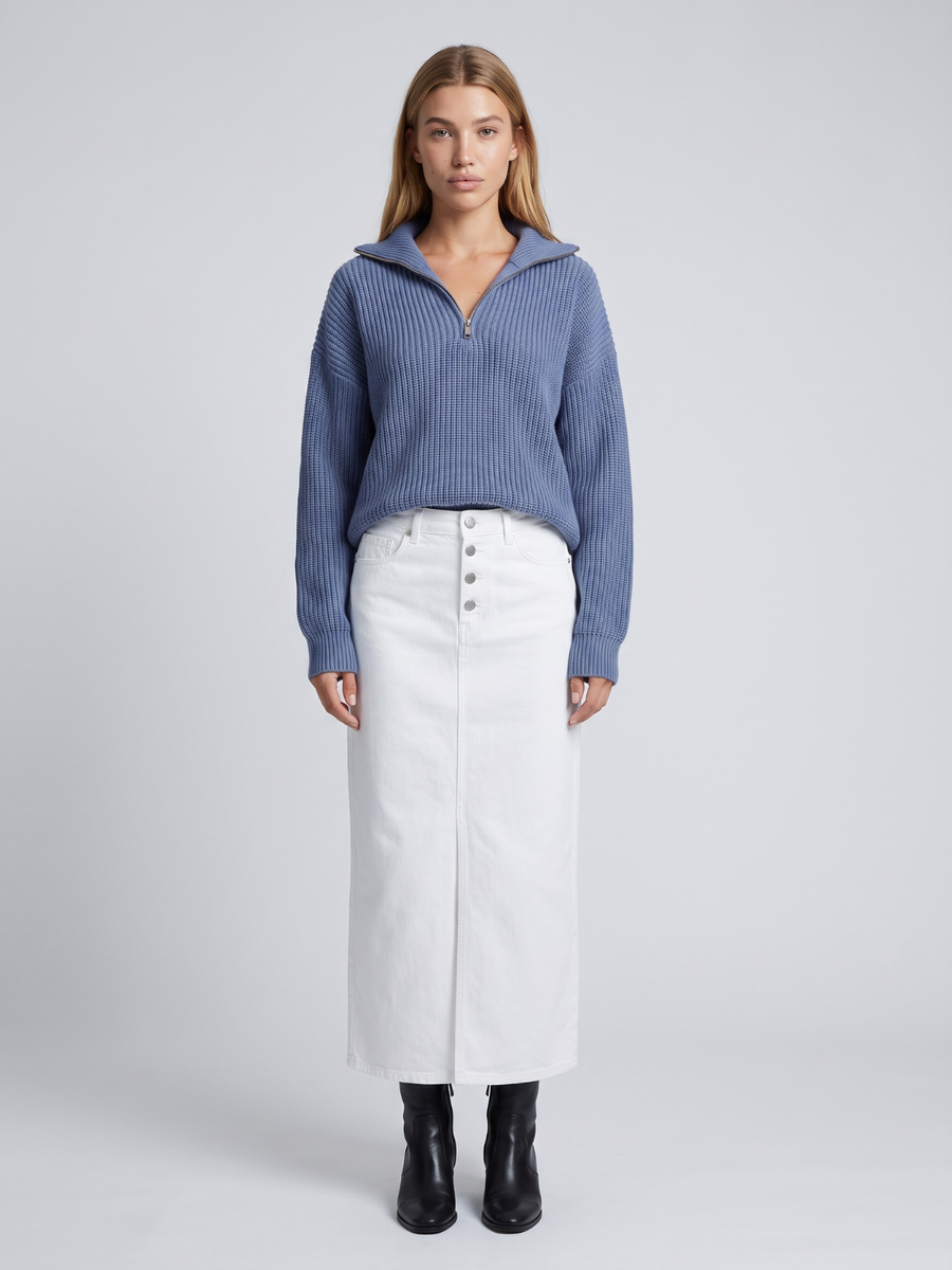 Mia | Cozy Ribbed Knit Half-Zip Sweater with Funnel Collar 0