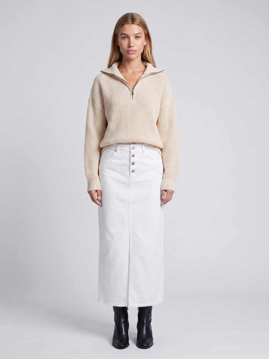 Mia | Cozy Ribbed Knit Half-Zip Sweater with Funnel Collar 1