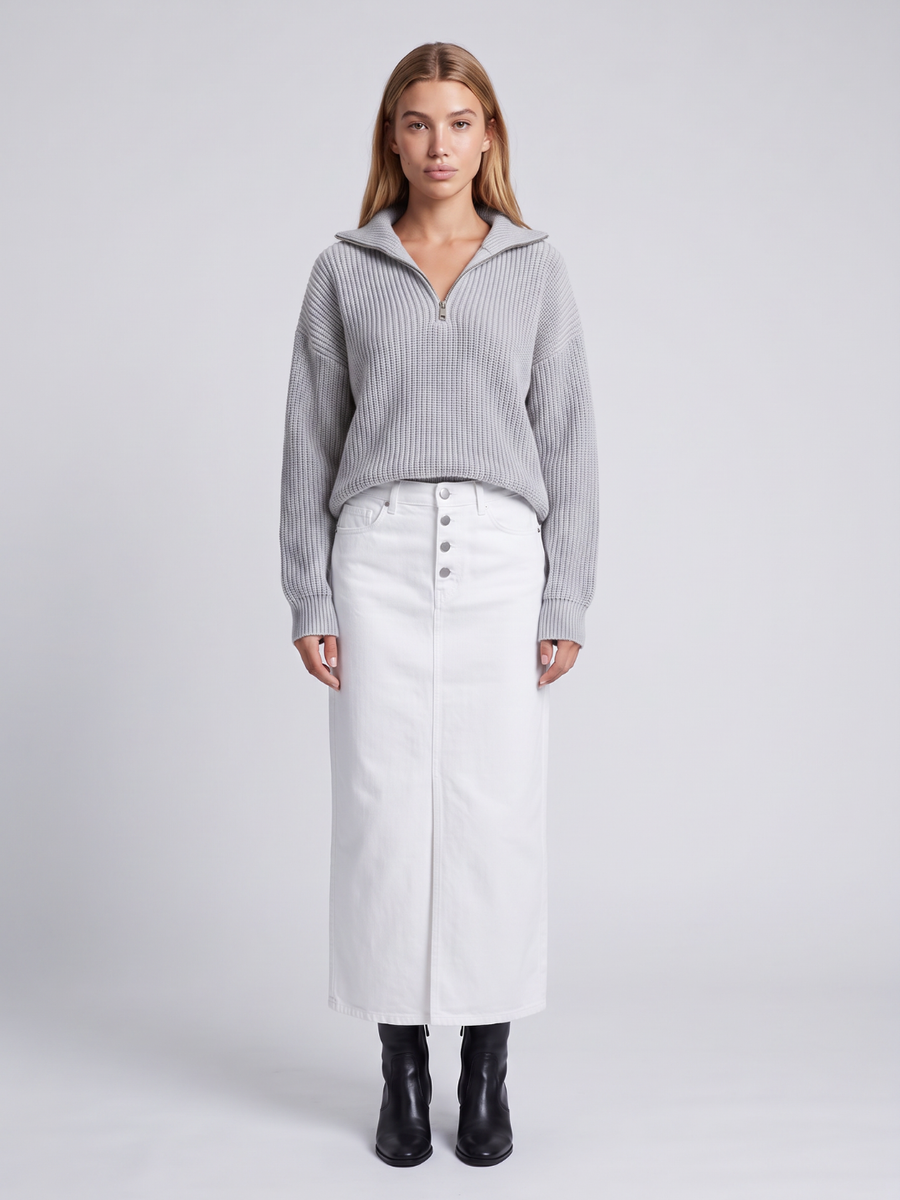 Mia | Cozy Ribbed Knit Half-Zip Sweater with Funnel Collar 2