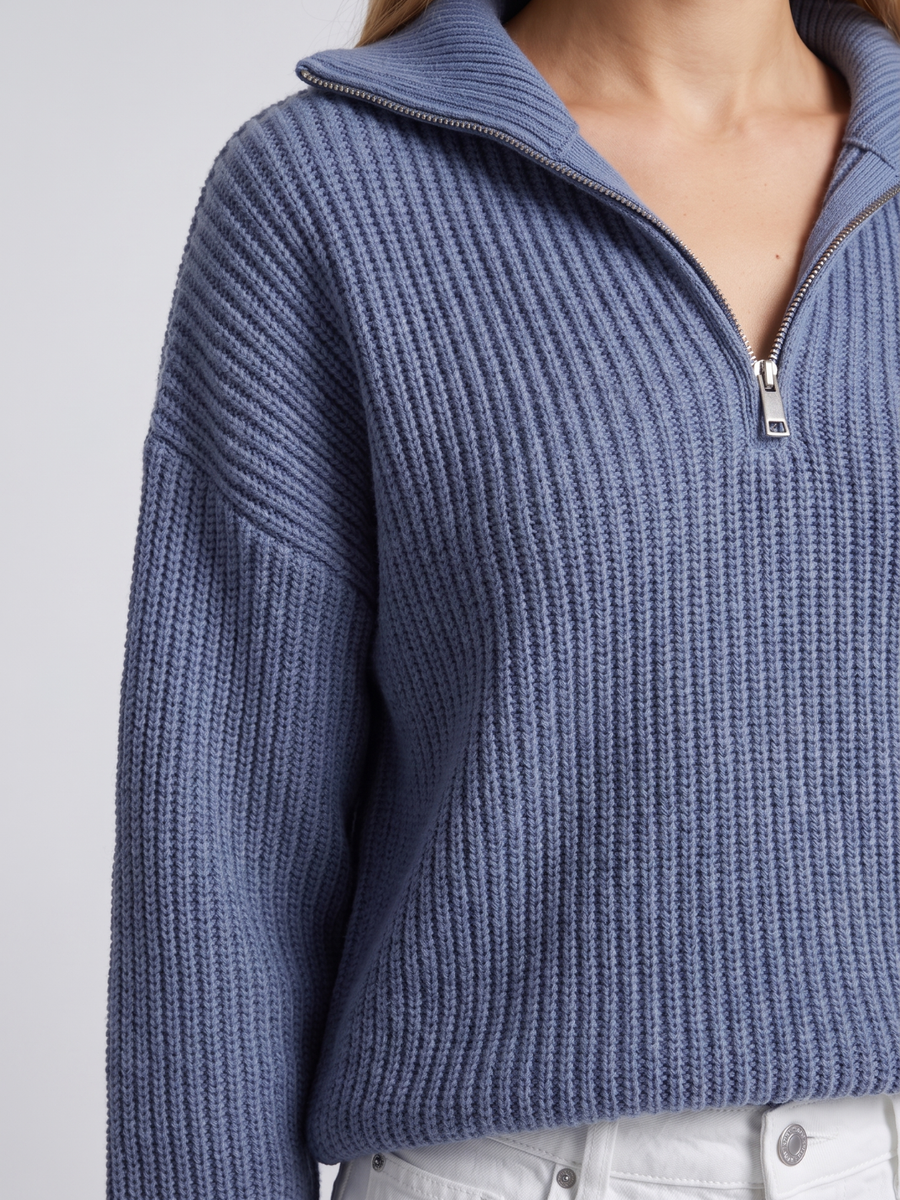Mia | Cozy Ribbed Knit Half-Zip Sweater with Funnel Collar 6