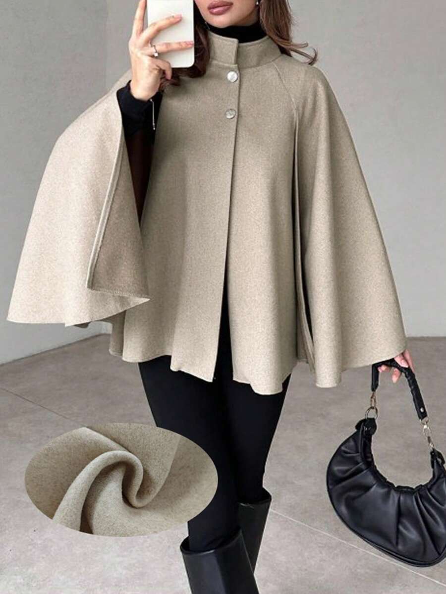 Mia | Elegant Minimalist Cape Sleeve Overcoat 1