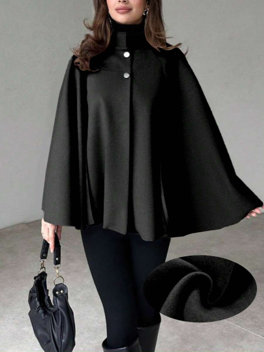 Mia | Elegant Minimalist Cape Sleeve Overcoat 4