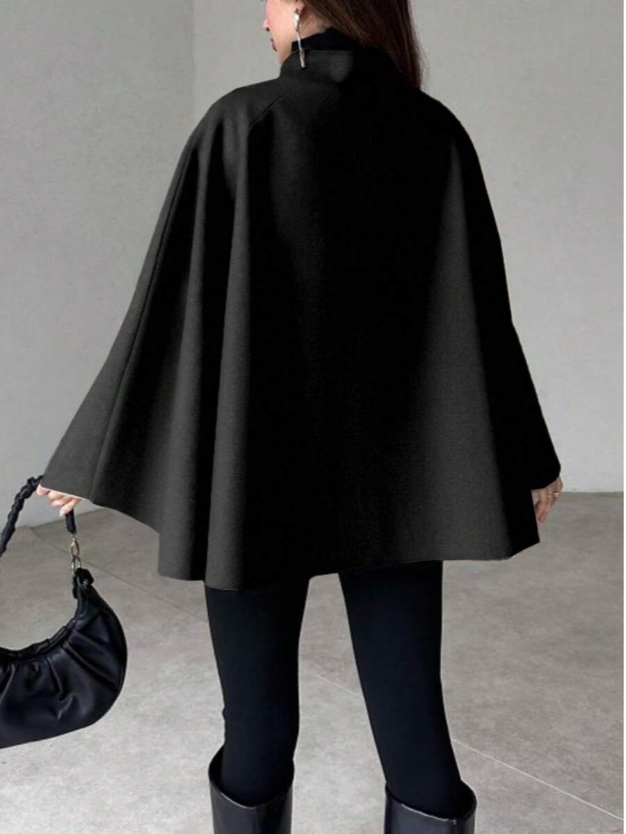 Mia | Elegant Minimalist Cape Sleeve Overcoat 6