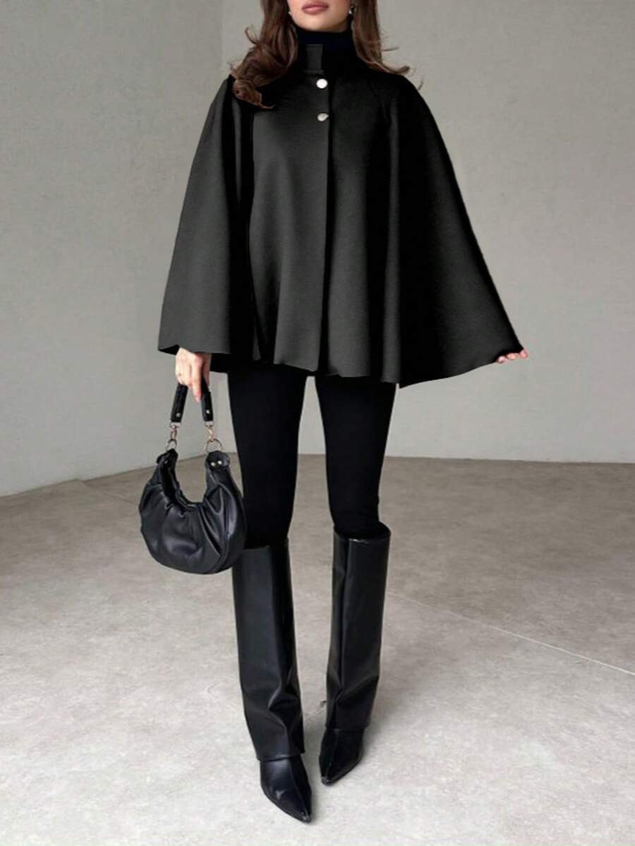 Mia | Elegant Minimalist Cape Sleeve Overcoat 7