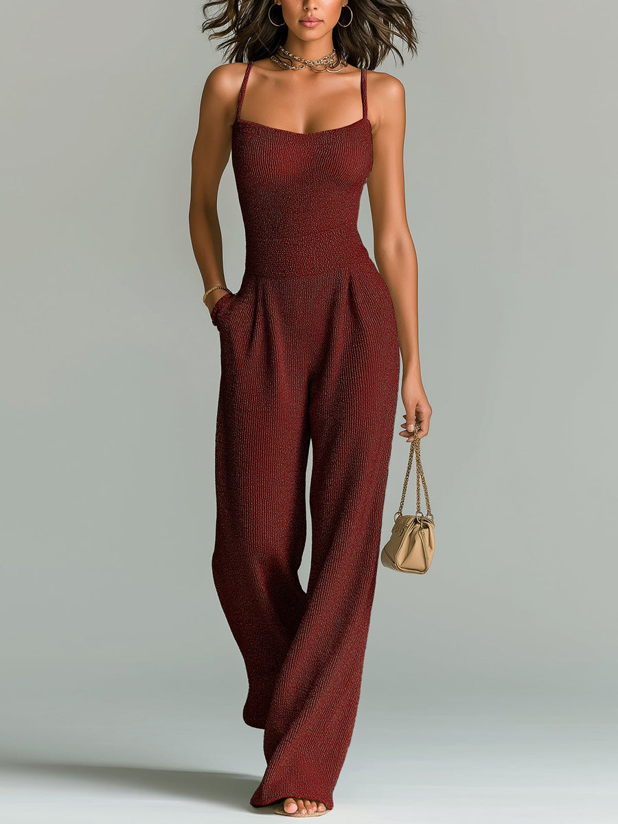 Mia | Elegant Wide-Leg Ribbed Knit Jumpsuit 1