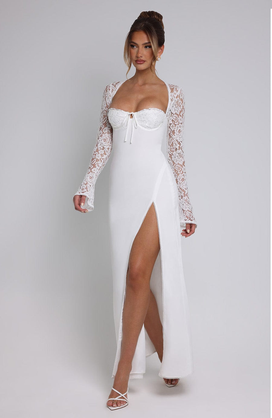 Mia | Ethereal Lace Sleeve Chiffon Maxi Dress 3