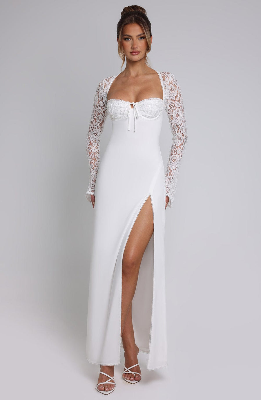 Mia | Ethereal Lace Sleeve Chiffon Maxi Dress 7