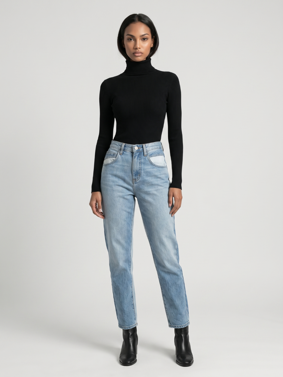 Olivia | Sleek Slim Fit Ribbed Turtleneck Sweater 0