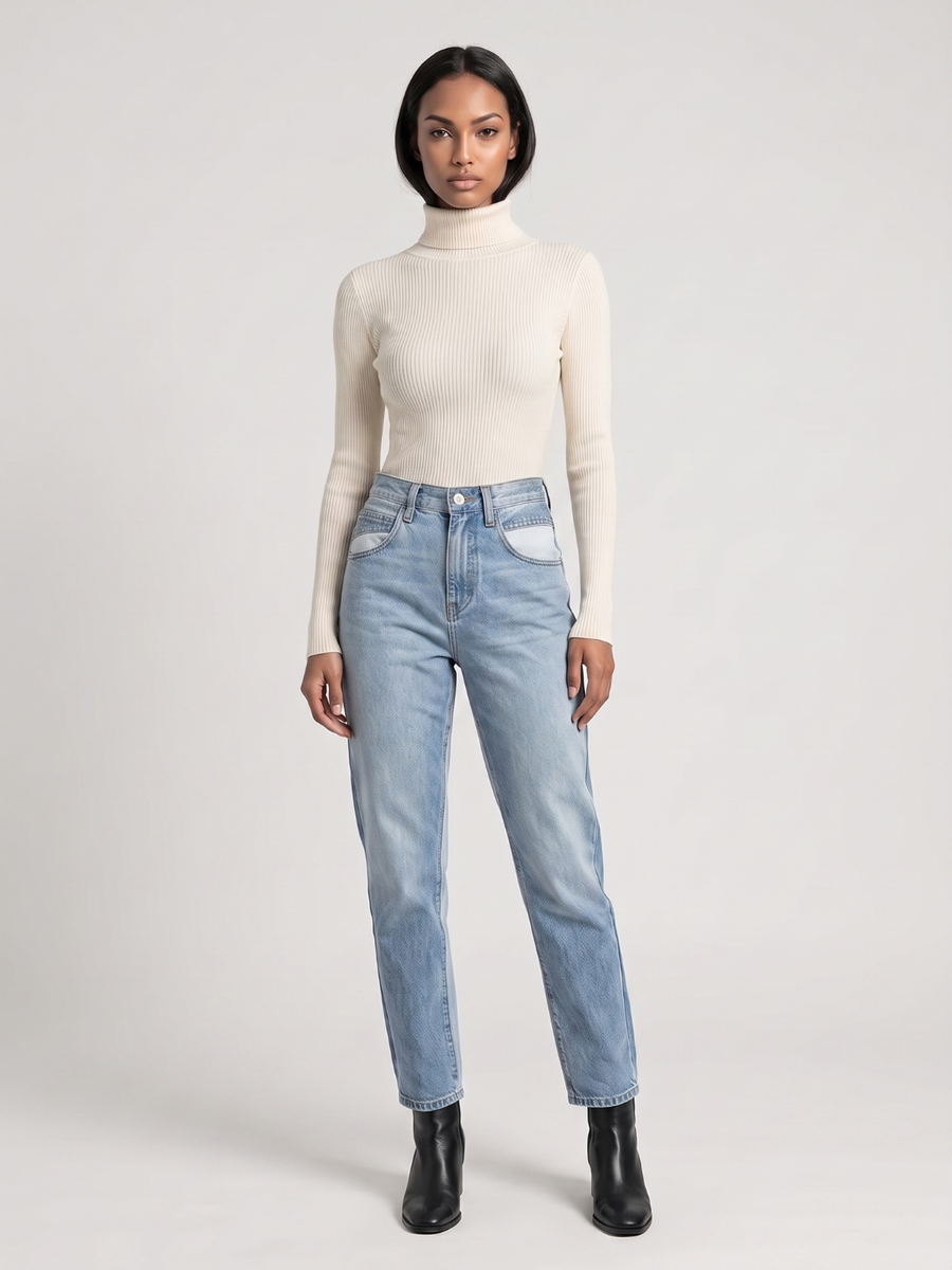 Olivia | Sleek Slim Fit Ribbed Turtleneck Sweater 1