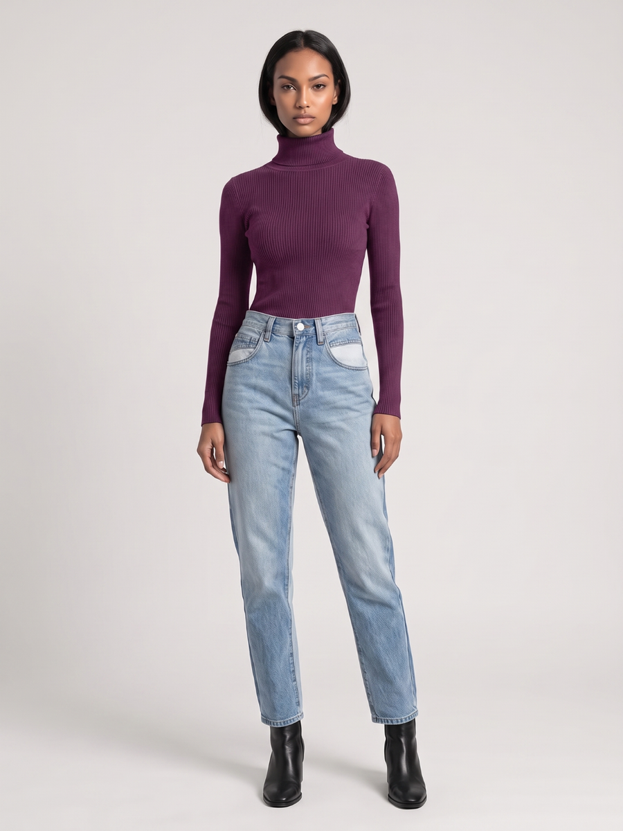 Olivia | Sleek Slim Fit Ribbed Turtleneck Sweater 3