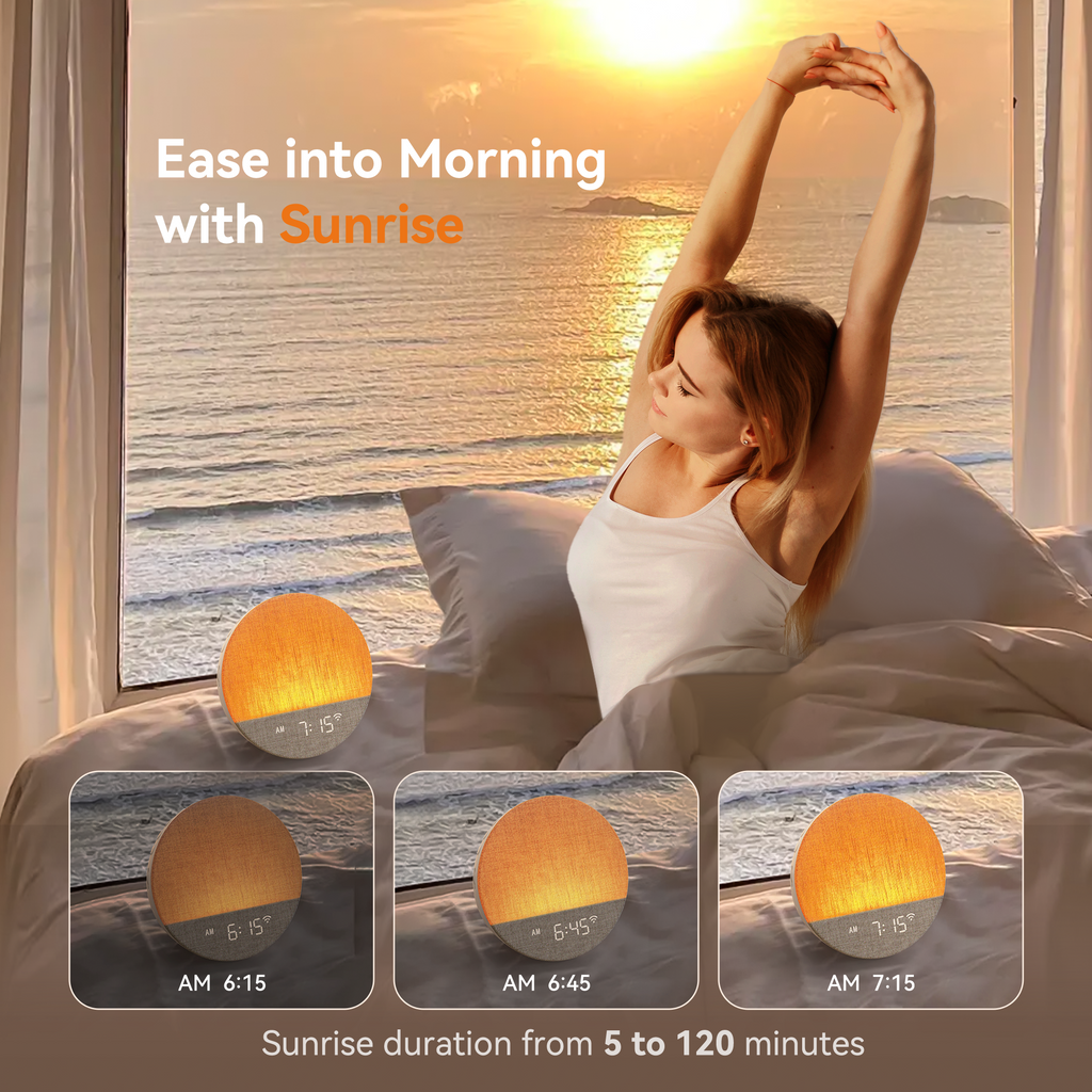 Smart Sunrise Alarm Clock with App Control & Adjustable Brightness | Gentle Wake-Up Light for Restful Mornings 2