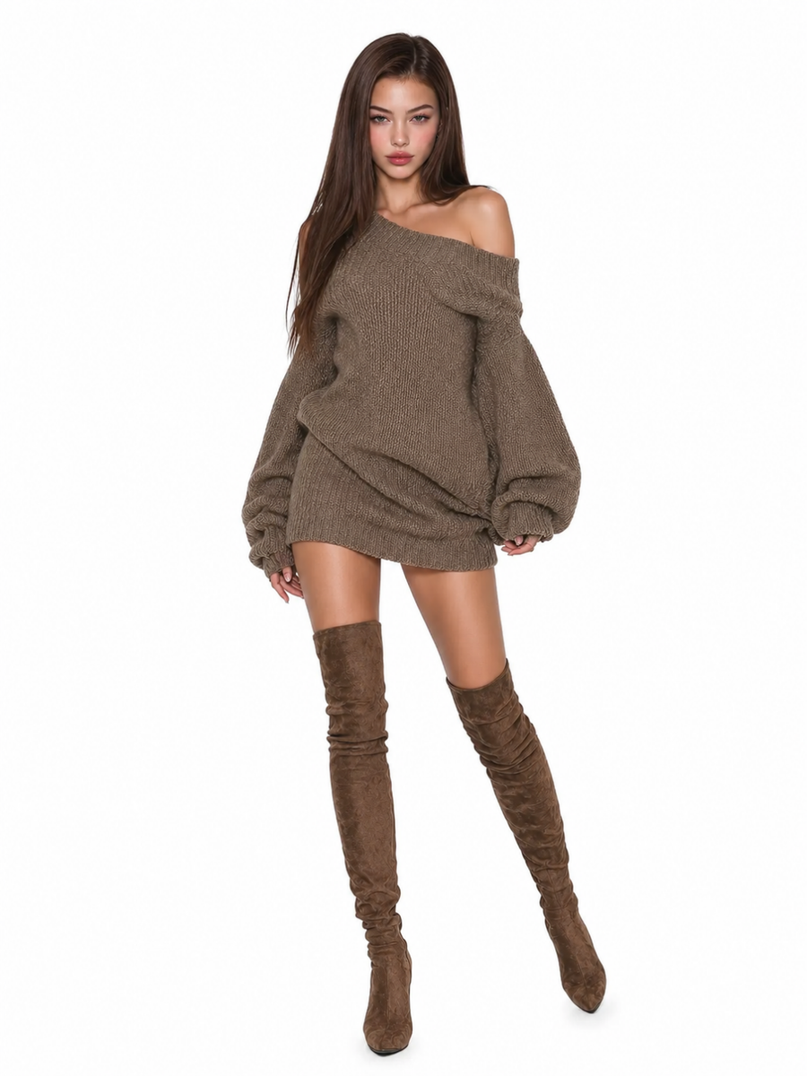 Sophie | Chic Off-Shoulder Knit Mini Dress for Women 0