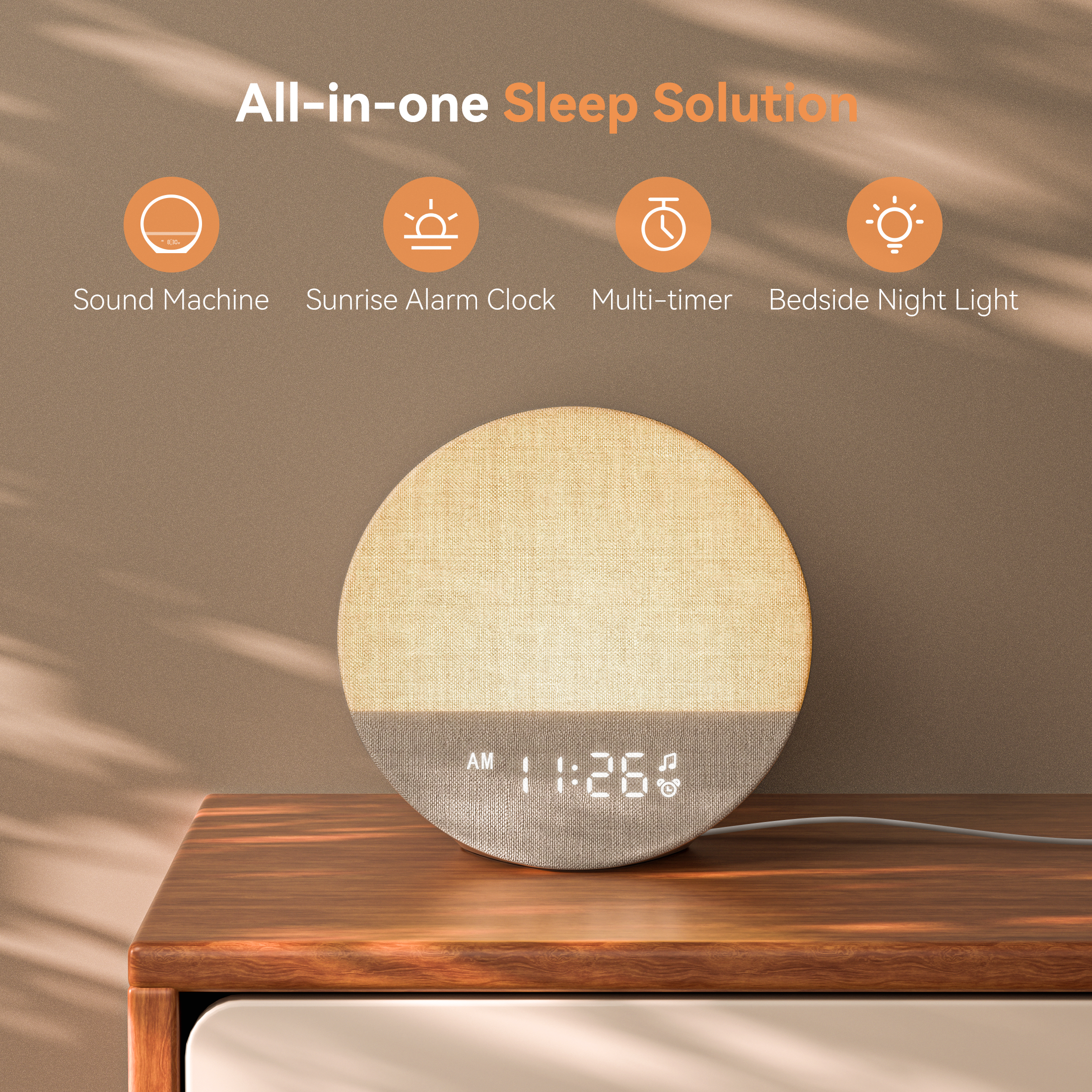 Sunrise 1 | Sunrise Alarm Clock with Gradual Light Feature | Digital Display for Gentle Wake-Up Experience 1