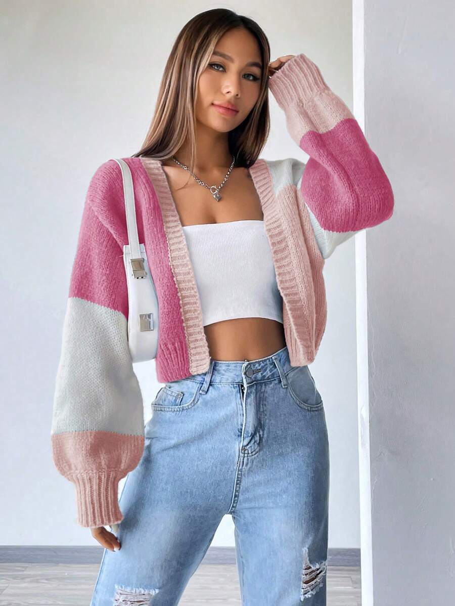 Zivelle | Colourblock Open Front Cropped Cardigan 6