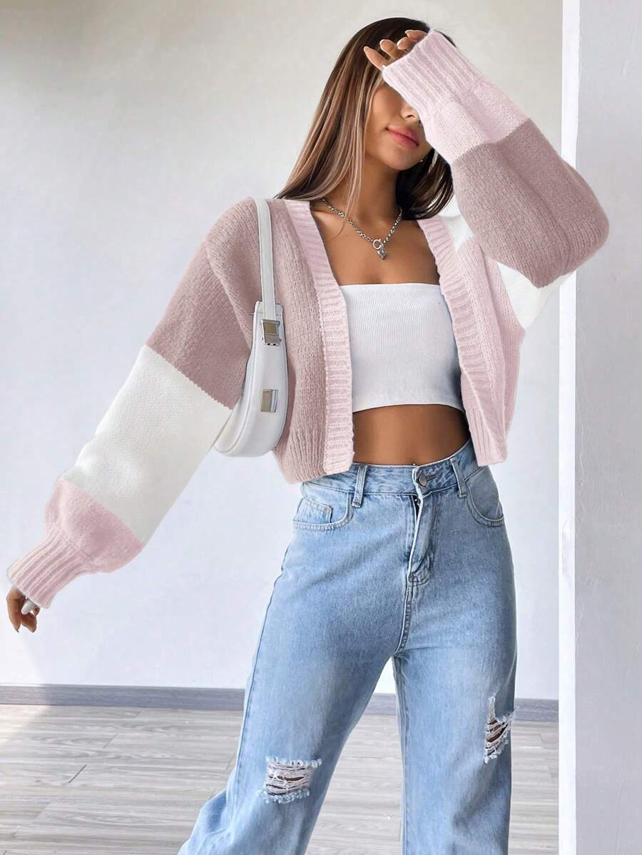 Zivelle | Colourblock Open Front Cropped Cardigan 9
