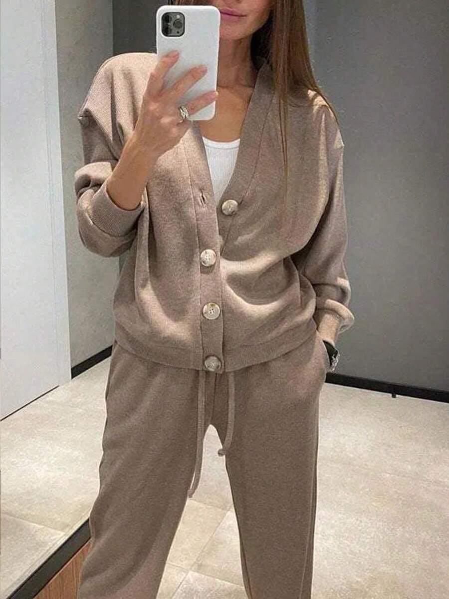 Zolisse | Knit Cardigan and Wide Leg Trouser Set 2